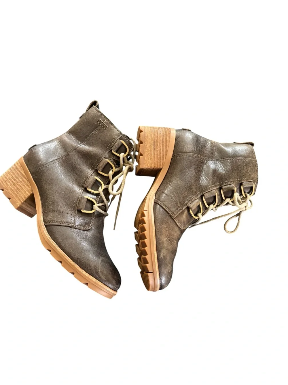 Sorel Cate Lace Boots Sz 8.5  Waterproof Leather Lace Up Dark Brown Bootie Fall